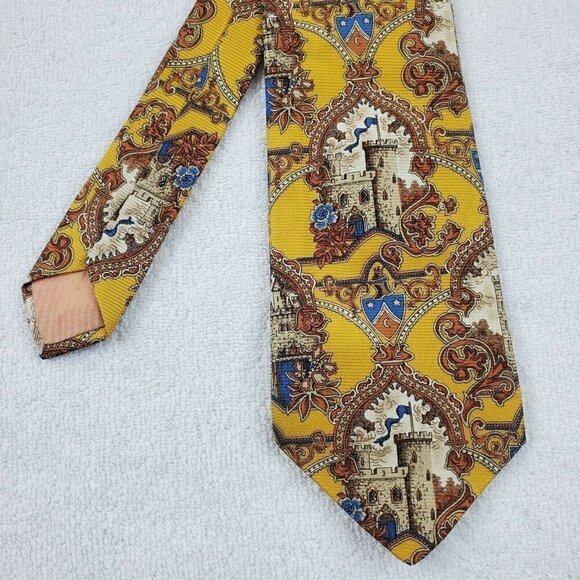 ANDRE CLAUDE GREGE LYONS by Georges Dubeuf Silk Necktie - Turrets & Castles - Picture 1 of 3
